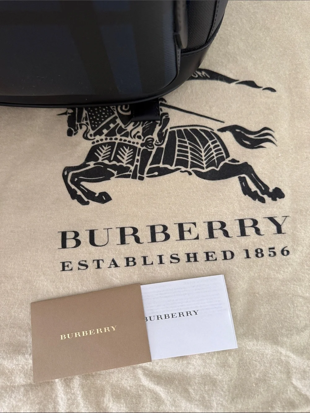 New Burberry Marden Black and Navy Check Leather-Trim Backpack
